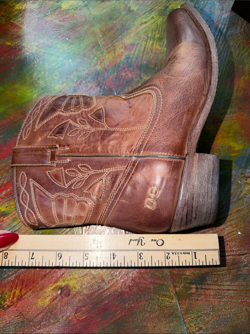 Bed Stu Cobbler Filly II Western‎ Ankle Boots Leather Pull On  Women's Sz. 8 - Picture 11 of 16